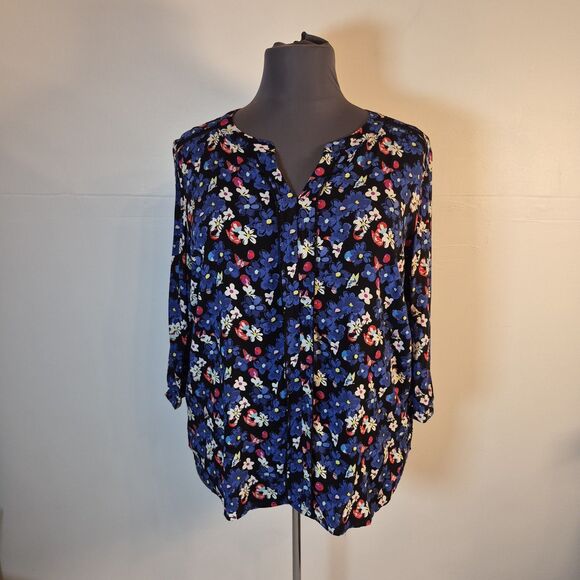 Talbots Tops - Talbots Women's Floral Blouse Size 3X 3/4 Sleeve Multicolor Pullover